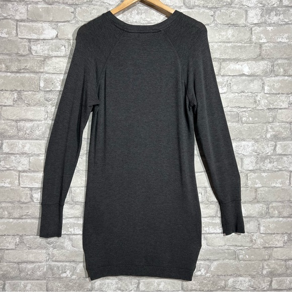 Athleta Women's Small Long Sleeve Tshirt Sweatshirt Dress Faux Wrap Bottom Gray - Picture 2 of 9